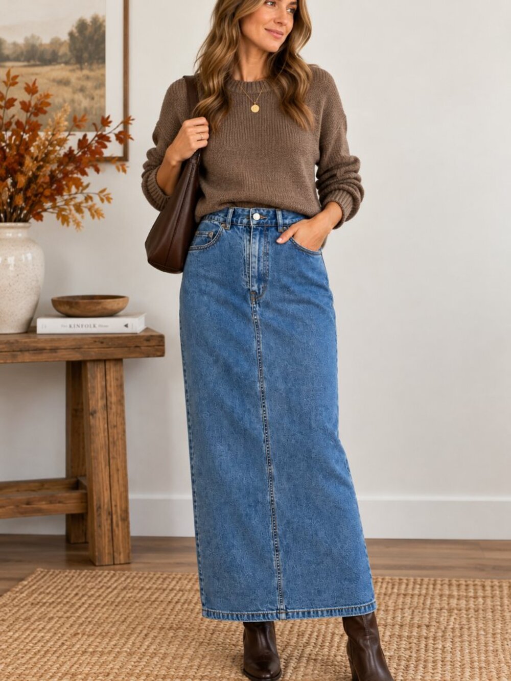 Lauren Ralph Lauren Denim Maxi Skirt Womens 6 Long Jean Cotton Y2K Western  1459
